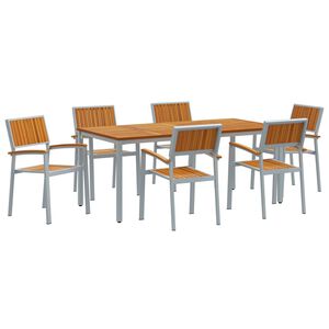 vidaXL Conjunto de Comedor de Jard&iacute;n 7 pcs Gris
