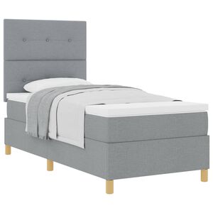 vidaXL Cama tipo Box Spring con cabecera Gris Claro 80 x 200 cm tela