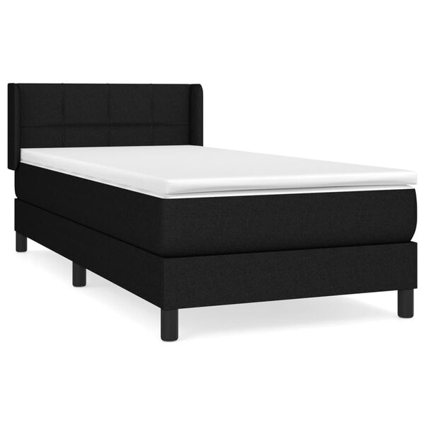 vidaXL Cama box spring con colch&oacute;n tela negro 80x200 cm