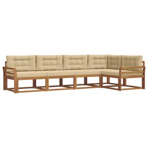 vidaXL Conjunto de sof&aacute;s de exterior con coj&iacute;n 5 pcs Natural y Beige