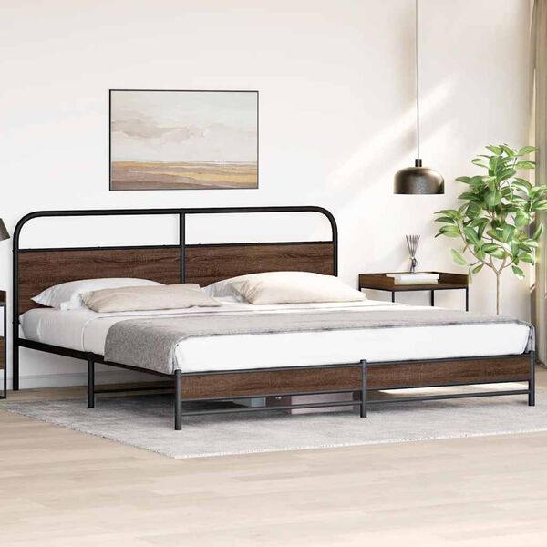 vidaXL Estructura de cama sin colchón metal roble marrón 180x200 cm