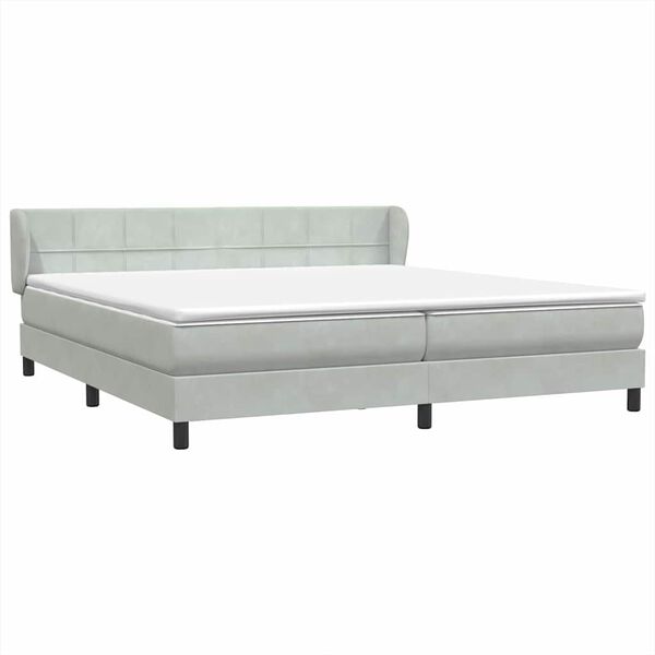 vidaXL Cama box spring con colchones terciopelo gris claro 180x210 cm