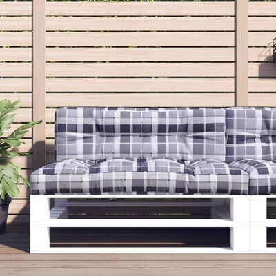 vidaXL Cojín para sofá de palets de tela a cuadros gris 120x40x12 cm