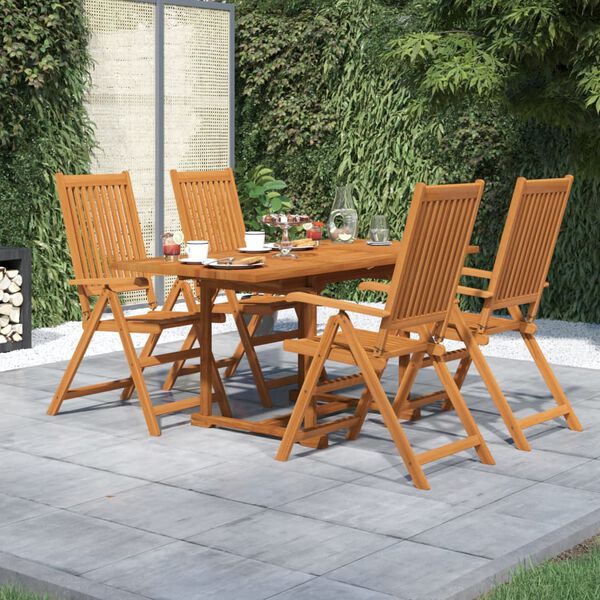 vidaXL Juego de comedor de jard&iacute;n 5 piezas madera maciza de acacia 120-170 cm