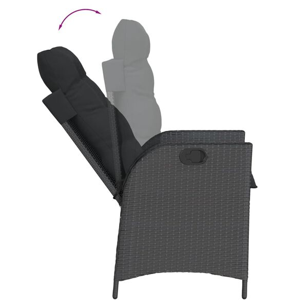vidaXL Set de comedor de jard&iacute;n 7 pzas y cojines rat&aacute;n sint&eacute;tico negro