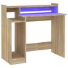 vidaXL Escritorio con LED madera contrachapada roble sonoma 97x45x90cm