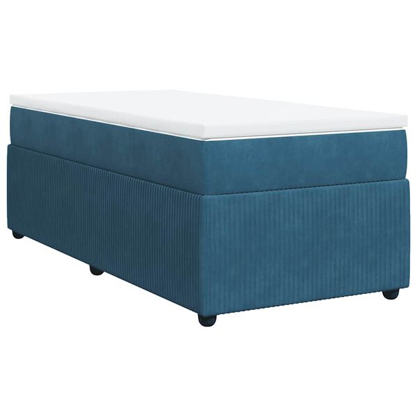 vidaXL Cama box spring con colch&oacute;n terciopelo azul oscuro 90x190 cm