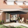 vidaXL Toldo Retráctil con tira de luces LED Negro 450 x 300 cm tela