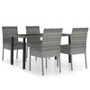 vidaXL Juego de comedor para jard&iacute;n 5 piezas rat&aacute;n sint&eacute;tico gris
