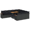 vidaXL Set sof&aacute;s jard&iacute;n y cojines 11 pzas rat&aacute;n sint&eacute;tico acacia negro