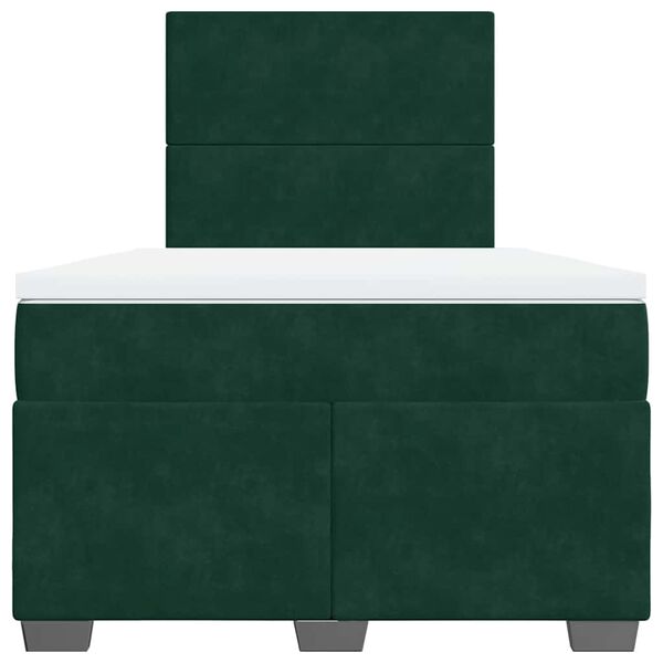 vidaXL Cama box spring con colch&oacute;n terciopelo verde oscuro 120x200 cm