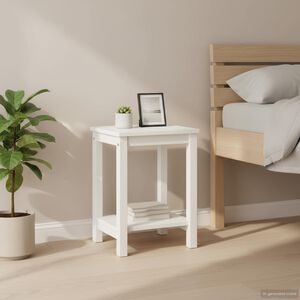 vidaXL Mesita de noche madera maciza de pino blanco 35x30x47 cm