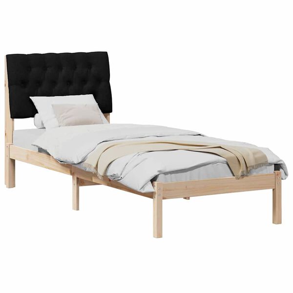 vidaXL Estructura de Cama con Cabecera Tapizada Marr&oacute;n 75 x 190 cm