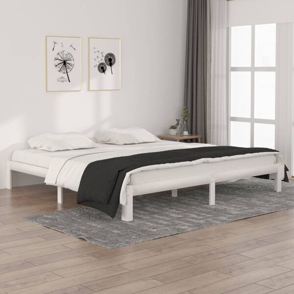 vidaXL Estructura de cama sin colch&oacute;n madera de pino blanco 200x200 cm