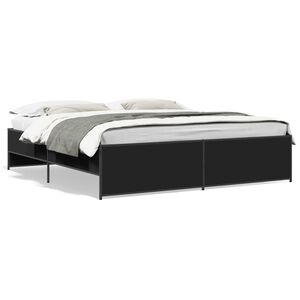 vidaXL Estructura de cama madera de ingenier&iacute;a y metal negro 200x200cm