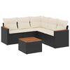 vidaXL Set de sof&aacute;s de jard&iacute;n 6 piezas y cojines rat&aacute;n sint&eacute;tico negro