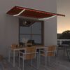 vidaXL Toldo retr&aacute;ctil manual con LED naranja y marr&oacute;n 400x300 cm