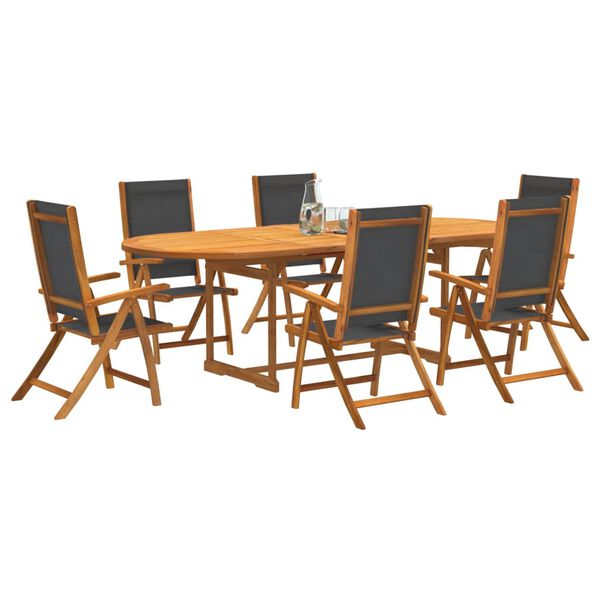 vidaXL Juego comedor de jard&iacute;n 7 pzas madera maciza acacia y textileno