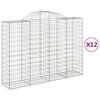 vidaXL Cestas gaviones 12 uds forma de arco hierro 200x50x140/160 cm