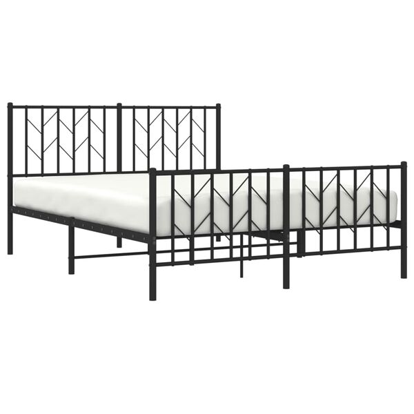 vidaXL Estructura cama sin colch&oacute;n con estribo metal negro 140x200 cm