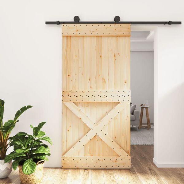 vidaXL Puerta corredera con herrajes madera maciza de pino 100x210 cm