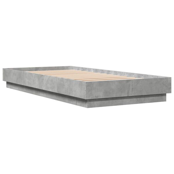 vidaXL Estructura de cama madera de ingenier&iacute;a gris hormig&oacute;n 90x200cm