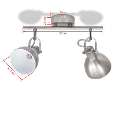 vidaXL Lámpara de techo para 2 bombillas E14 gris