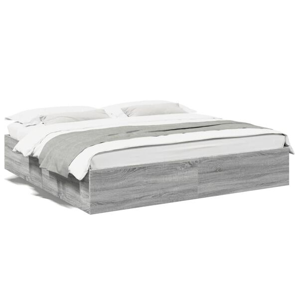 vidaXL Estructura de cama madera de ingenier&iacute;a gris Sonoma 200x200 cm