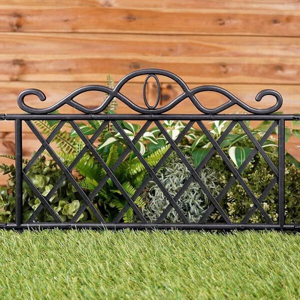 ProGarden Valla de jard&iacute;n decorativa 5 unidades PP negro 48x34 cm
