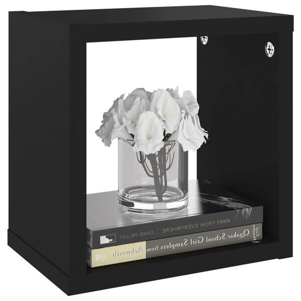 vidaXL Estantes cubo de pared 6 unidades negro 22x15x22 cm