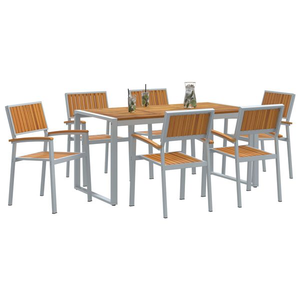 vidaXL Conjunto de Comedor de Jardín 7 pcs Gris y marrón