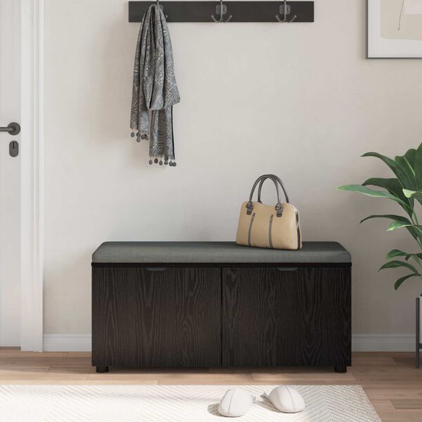 vidaXL Banco de entrada con coj&iacute;n Roble Negro 100 x 38 x 46 cm