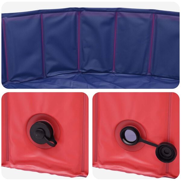 vidaXL Piscina Plegable para Perros Rojo y Azul 120 x 120 x 30 cm PVC