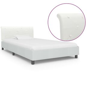 vidaXL Estructura de cama de cuero sint&eacute;tico blanco 100x200 cm