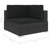 vidaXL Set muebles de jard&iacute;n 6 piezas y cojines rat&aacute;n sint&eacute;tico negro