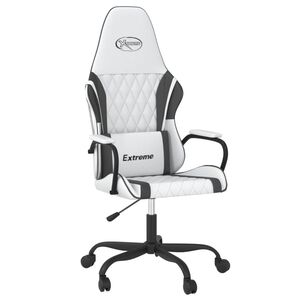 vidaXL Silla gaming de masaje cuero sint&eacute;tico blanco y negro