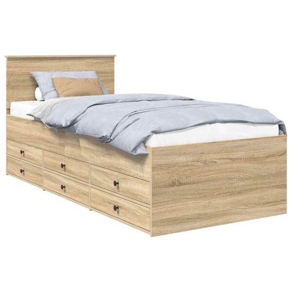 vidaXL Sof&aacute; cama Roble Sonoma y Negro 90 x 200 cm Madera de ingenier&iacute;a