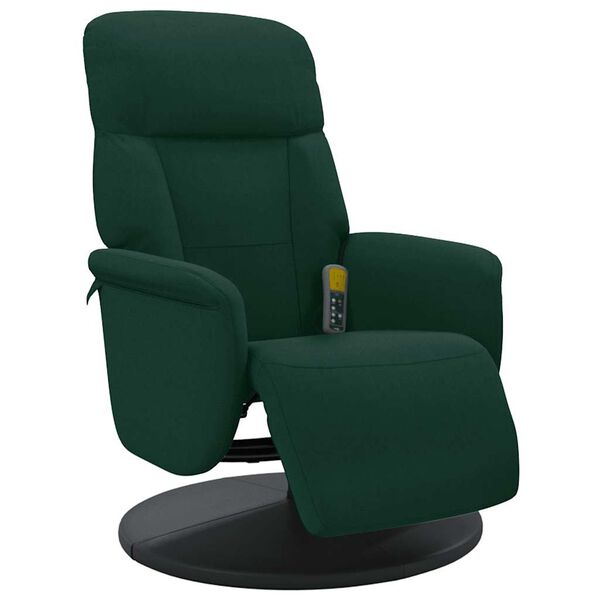 vidaXL Sill&oacute;n reclinable masaje con reposapi&eacute;s terciopelo verde oscuro