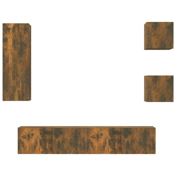 vidaXL Set de muebles de TV 5 pzas madera contrachapada roble ahumado