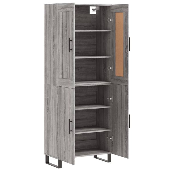 vidaXL Aparador alto madera contrachapada gris sonoma 69,5x34x180 cm