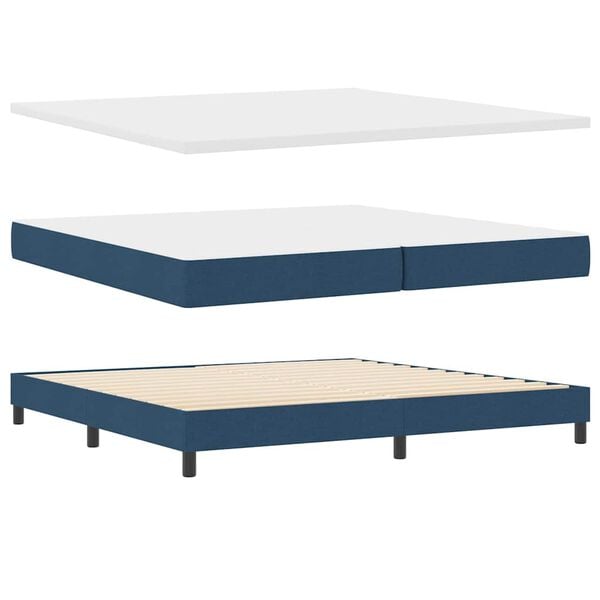 vidaXL Cama tipo Box Spring con colch&oacute;n Azul 200 x 200 cm tela