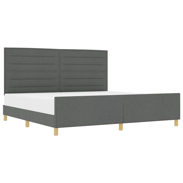 vidaXL Estructura de cama con cabecera Gris oscuro 200 x 200 cm tela