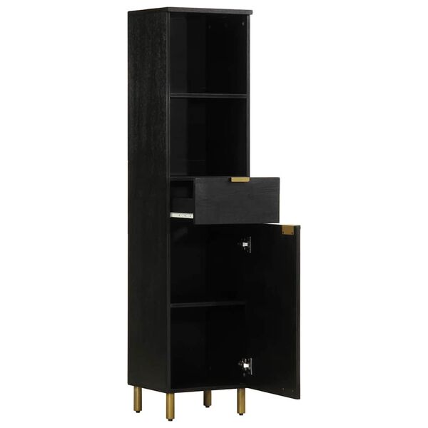 vidaXL Mueble de ba&ntilde;o de madera maciza de mango negro 38x33x160 cm