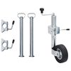 vidaXL Rueda de remolque 2 tubos soporte 3 abrazaderas divididas 60 mm