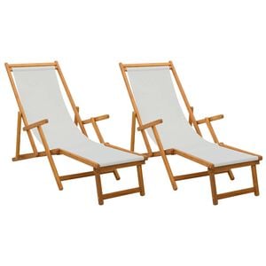 vidaXL Tumbona plegable 2 pcs 3 Posici&oacute;n Madera de Eucalipto Maciza