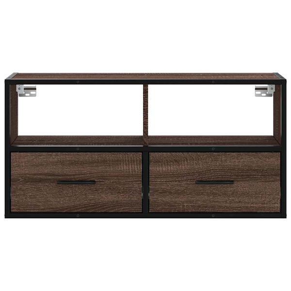 vidaXL Mueble TV madera ingenier&iacute;a y metal marr&oacute;n roble 80x31x39,5 cm
