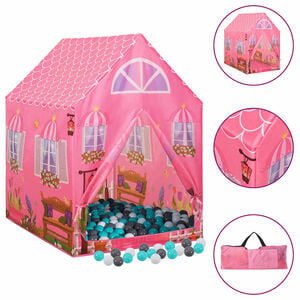 vidaXL Tienda de juegos para ni&ntilde;os con 250 bolas rosa 69x94x104 cm