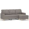 vidaXL Sof&aacute; de 3 plazas con taburete de tela gris taupe 180 cm