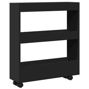 vidaXL Carro de almacenaje estrecho 3 niveles madera ingenier&iacute;a negro