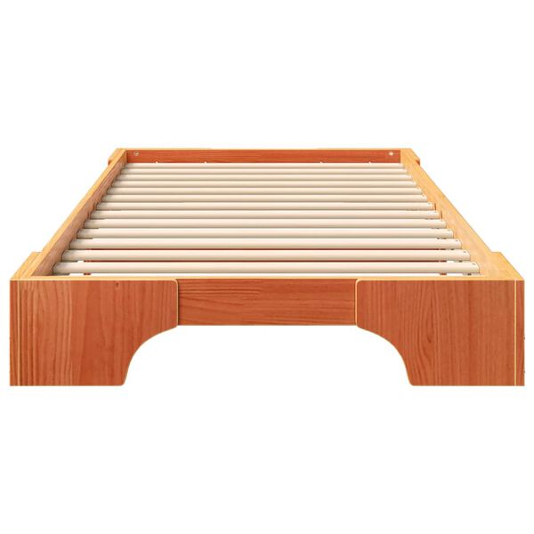 vidaXL Estructura de cama Marrón 100 x 210 cm Madera maciza de pino